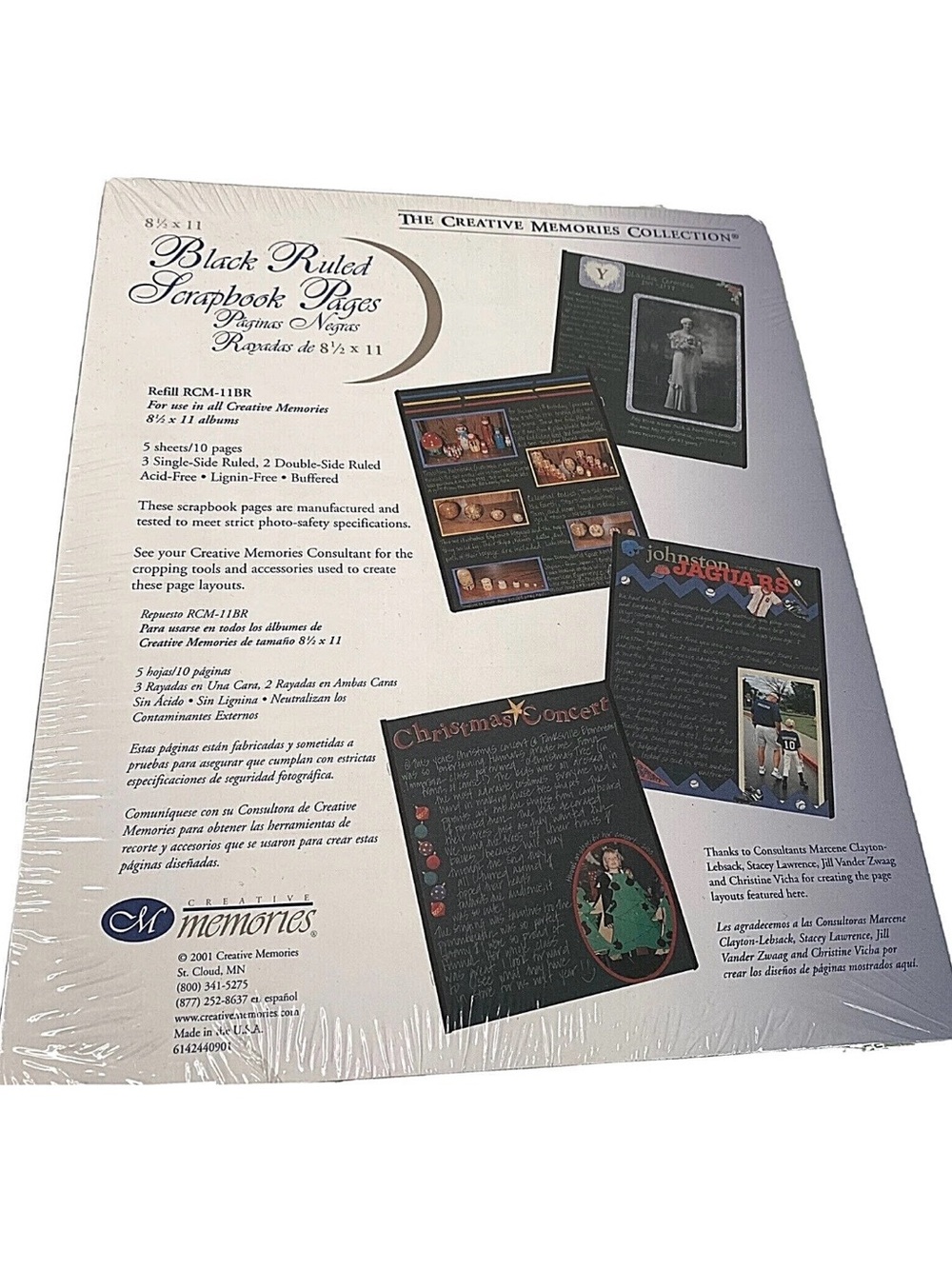 Creative Memories 12x12 Black Ruled Scrapbook Pages Refills RCM-12BR 5 Sheets